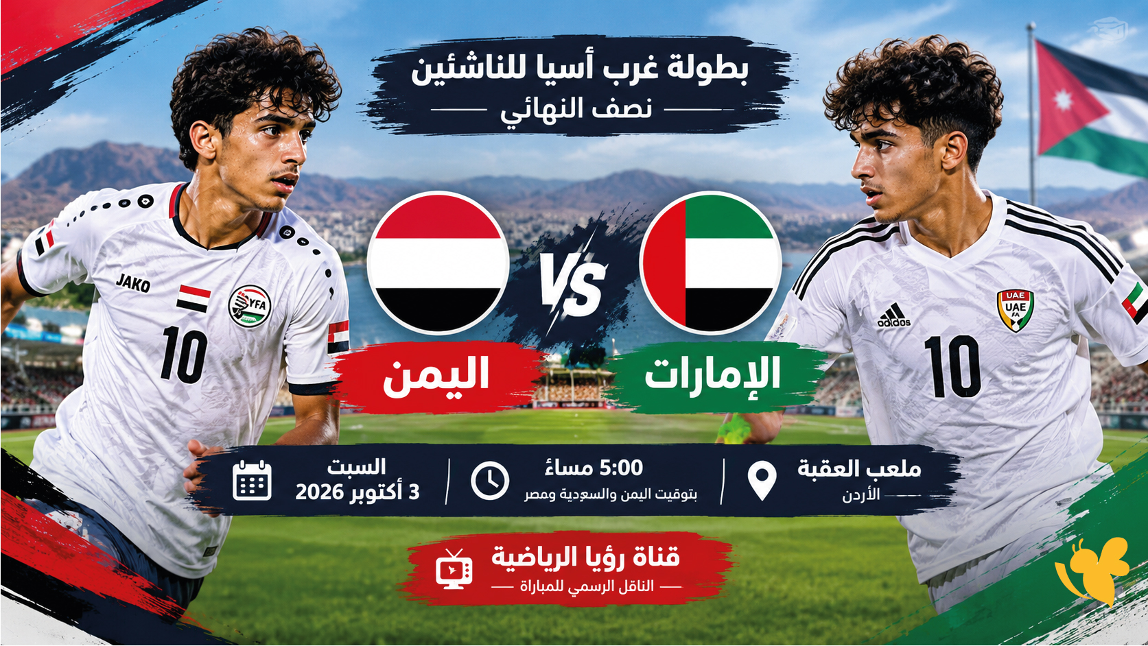 هنا رابط البث المباشر لمباراة اليمن ضد الإمارات في غرب آسيا للناشئين