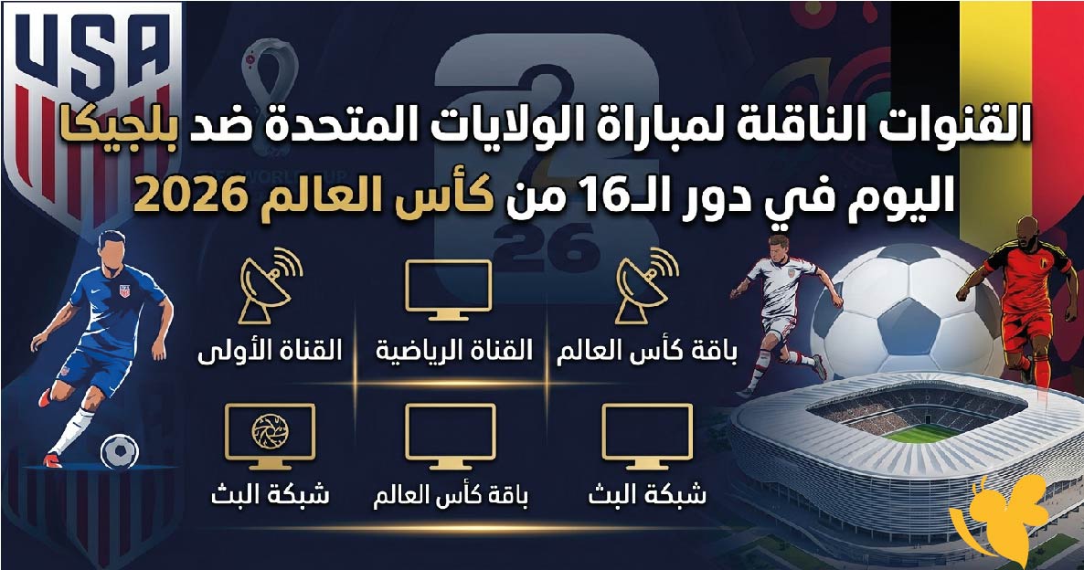 تعرف على القنوات الناقلة لمواجهة الولايات المتحدة ضد بلجيكا اليوم في ثمن نهائي مونديال 2026