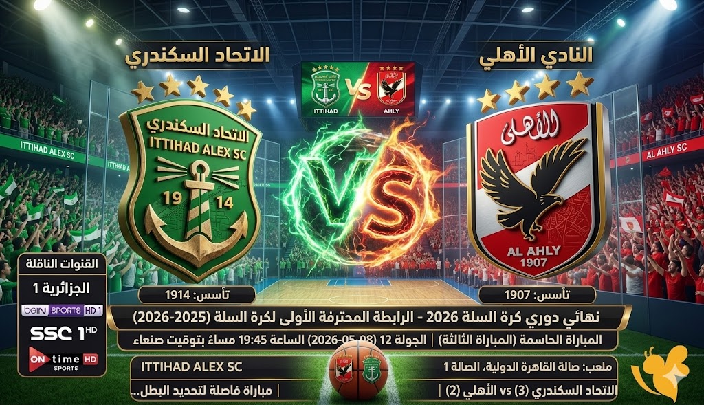 استعدوا مع البث المباشر لمباراة&nbsp; الاتحاد السكندري والأهلي في نهائي دوري كرة السلة 2026