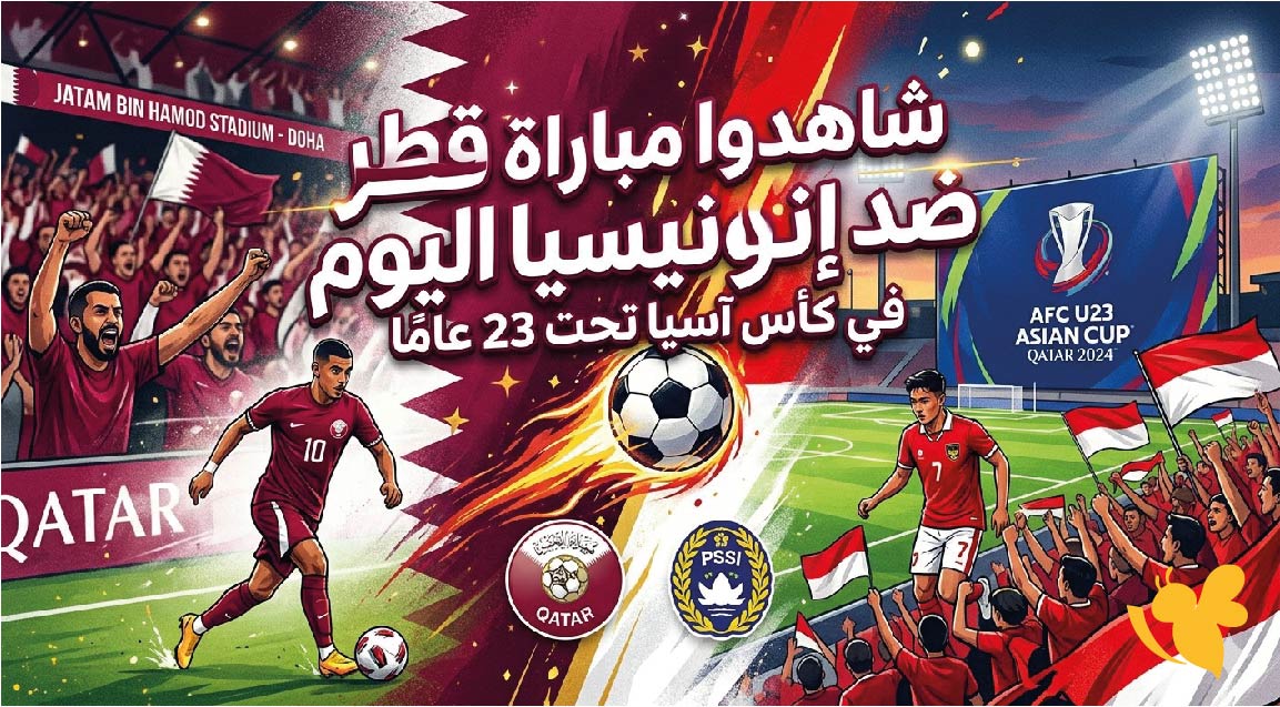 بث مباشر : شاهدوا مباراة قطر ضد إندونيسيا اليوم في كأس آسيا تحت 23 عامًا