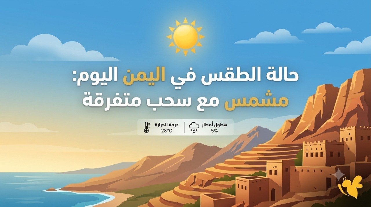 طقس اليمن الخميس 9 يوليو 2026.. تفاصيل الأمطار والحرارة في صنعاء وعدن والمحافظات