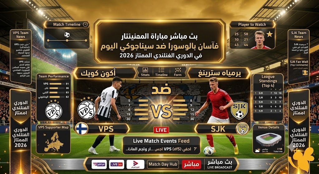 الآن بث مباشر فاسان بالوسورا ضد سيناجوكي في الدوري الفنلندي الممتاز 2026 بدون تقطيع الآن بث مباشر فاسان بالوسورا ضد سيناجوكي في الدوري الفنلندي الممتاز 2026 بدون تقطيع