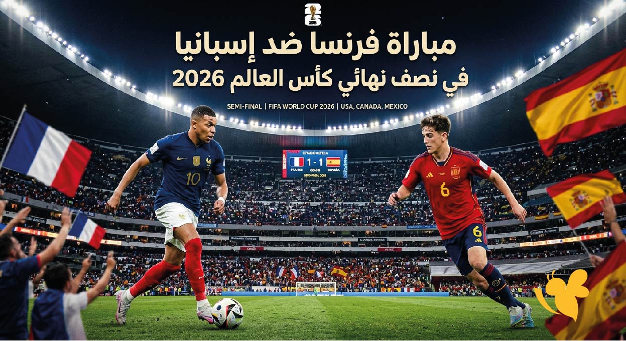 موعد مباراة فرنسا ضد إسبانيا في نصف نهائي كأس العالم 2026 والقنوات الناقلة موعد مباراة فرنسا ضد إسبانيا في نصف نهائي كأس العالم 2026 والقنوات الناقلة