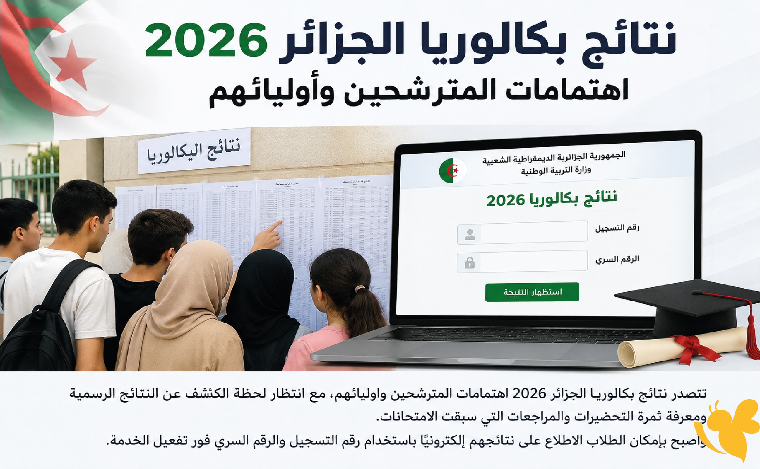 بكالوريا الجزائر 2026.. طريقة معرفة النتائج عبر موقع الديوان الوطني للامتحانات والمسابقات بكالوريا الجزائر 2026.. طريقة معرفة النتائج عبر موقع الديوان الوطني للامتحانات والمسابقات
