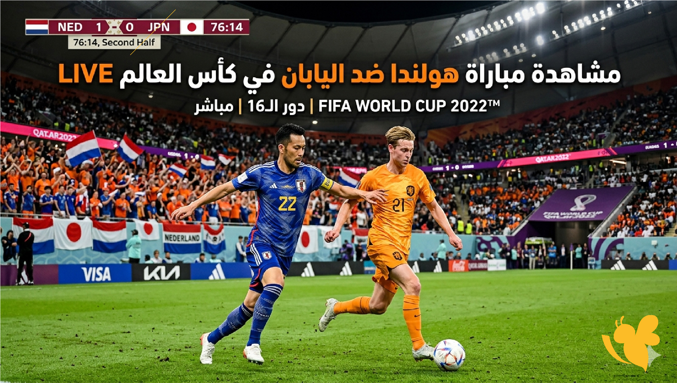 شاهد الان : بث مباشر لمباراة هولندا ضد اليابان اليوم في كأس العالم 2026