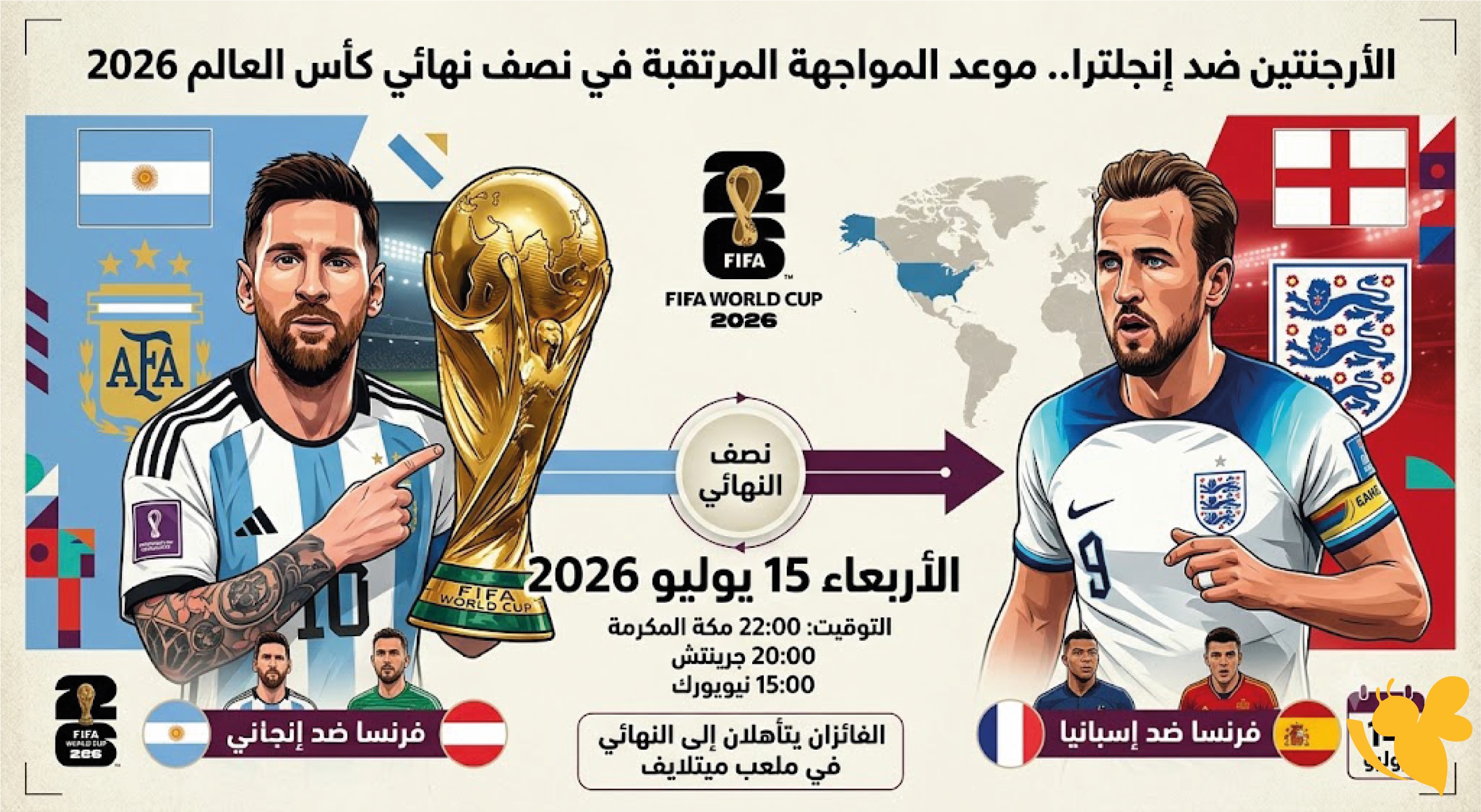 الأرجنتين ضد إنجلترا.. موعد المواجهة المرتقبة في نصف نهائي كأس العالم 2026