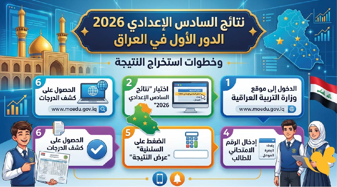 موعد إعلان نتائج السادس الإعدادي 2026 الدور الأول في العراق وخطوات استخراج النتيجة