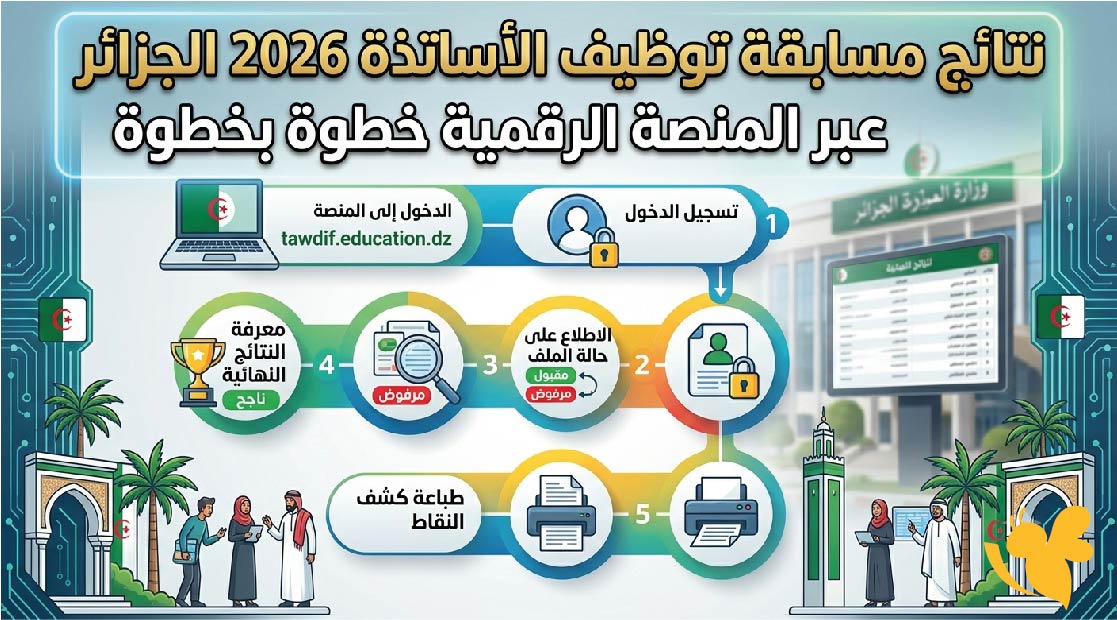 الاستعلام عن نتائج مسابقة توظيف الأساتذة 2026 الجزائر عبر المنصة الرقمية خطوة بخطوة