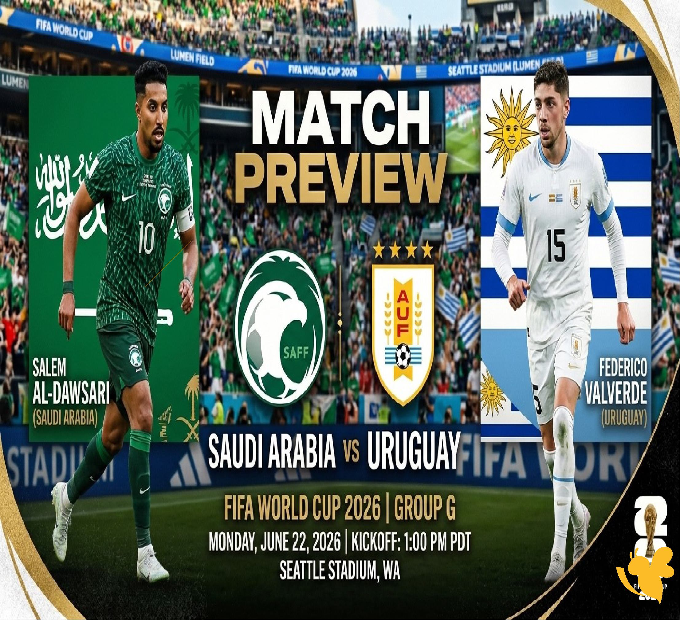 Koora English شاهد مباراة أوروجواي ضد&nbsp;السعودية بث مباشر في كأس العالم 2026&nbsp;