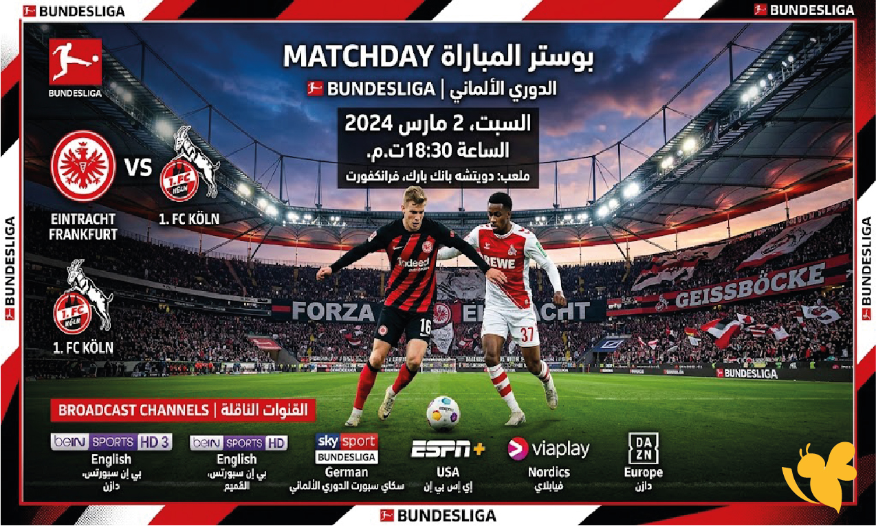موعد مباراة آينتراخت فرانكفورت وكولن اليوم في الدوري الألماني والقنوات الناقلة