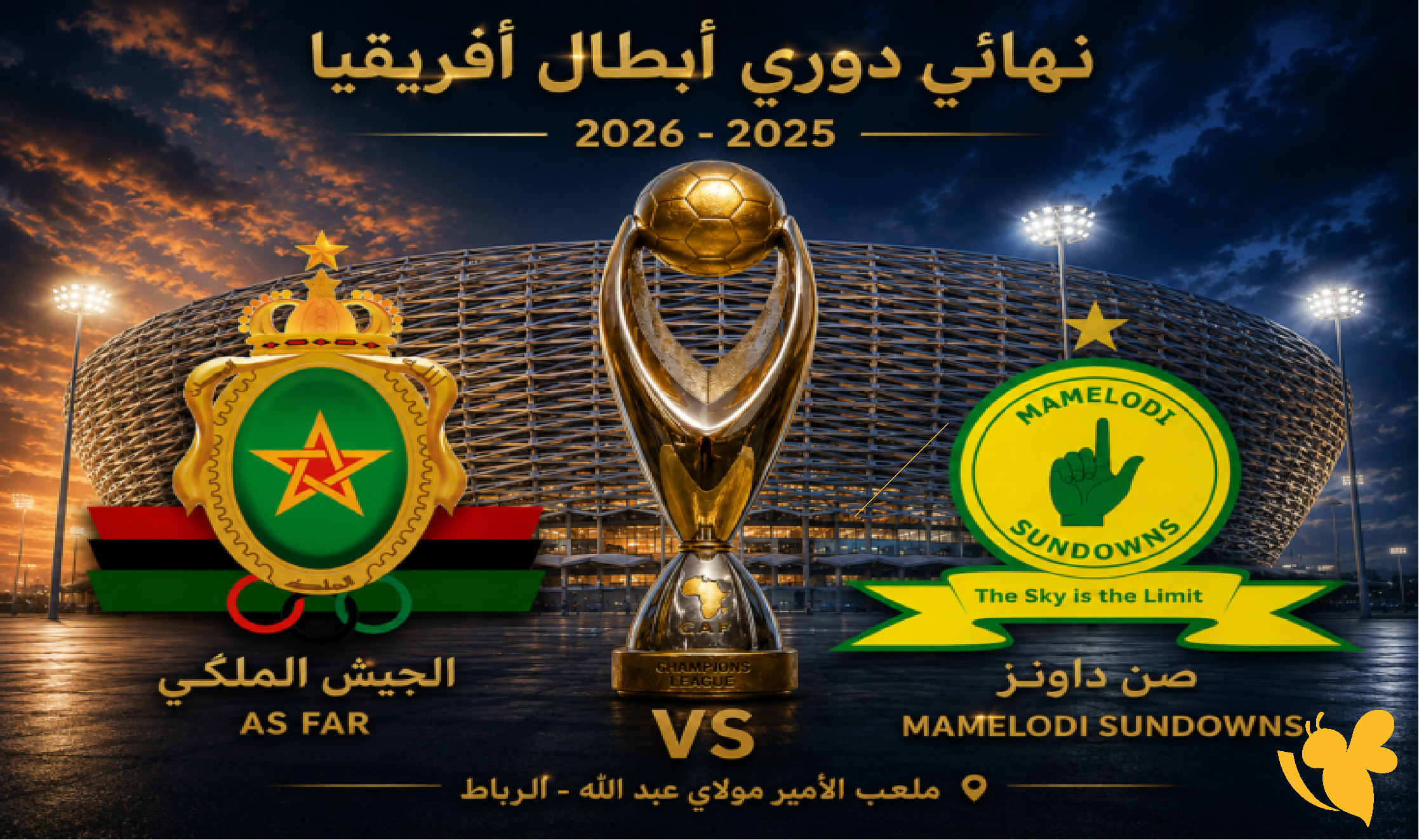 استعدوا مباراة صن داونز والجيش الملكي &nbsp;في نهائي دوري أبطال أفريقيا2026مباشر&nbsp;