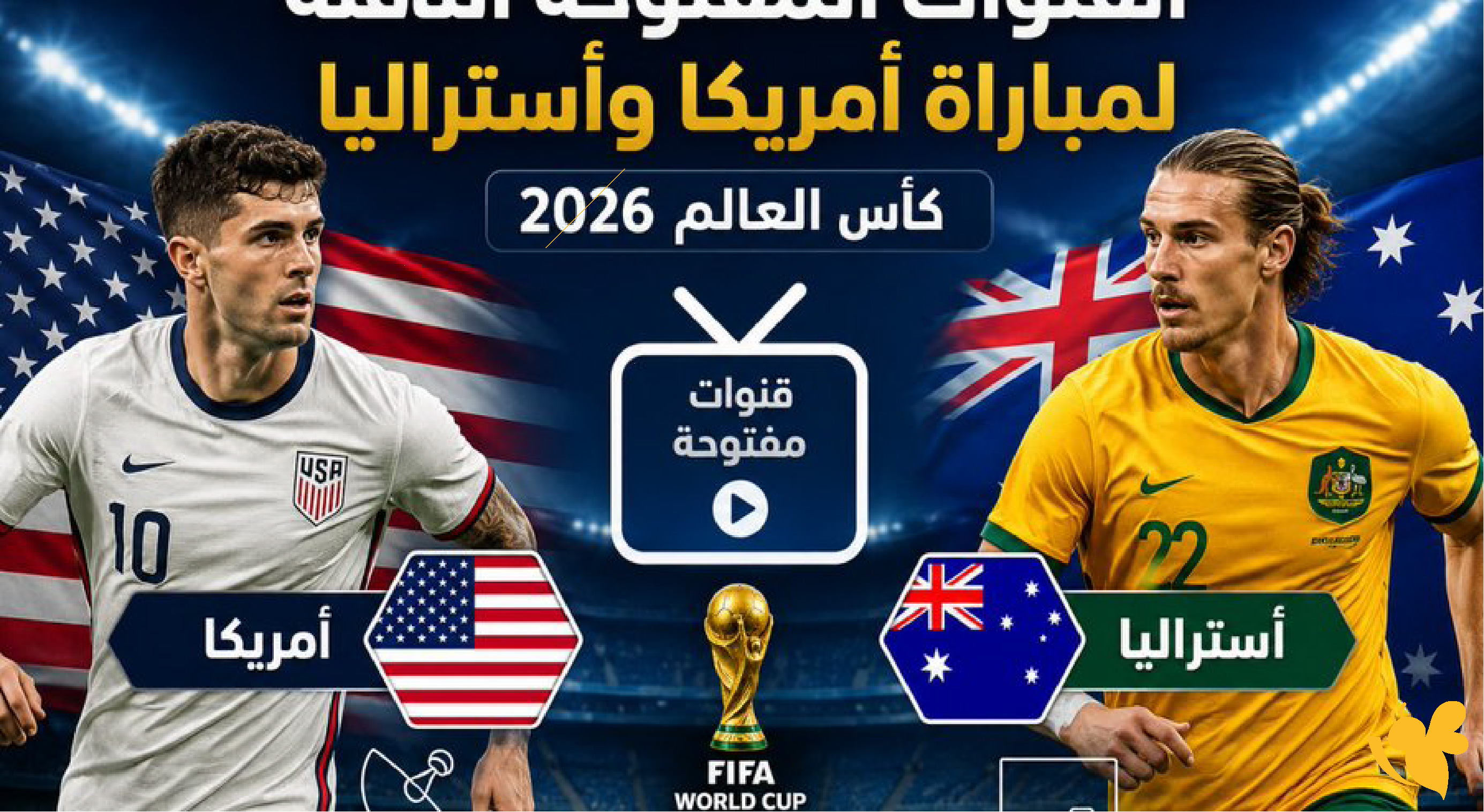 لاتفوتو مشاهدة مباراة الولايات المتحدة الأمريكية&nbsp;ضد أستراليا بث مباشر في&nbsp;كأس العالم 2026