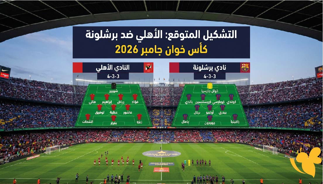 تشكيل الأهلي ضد برشلونة المتوقع اليوم في كأس خوان جامبر 2026