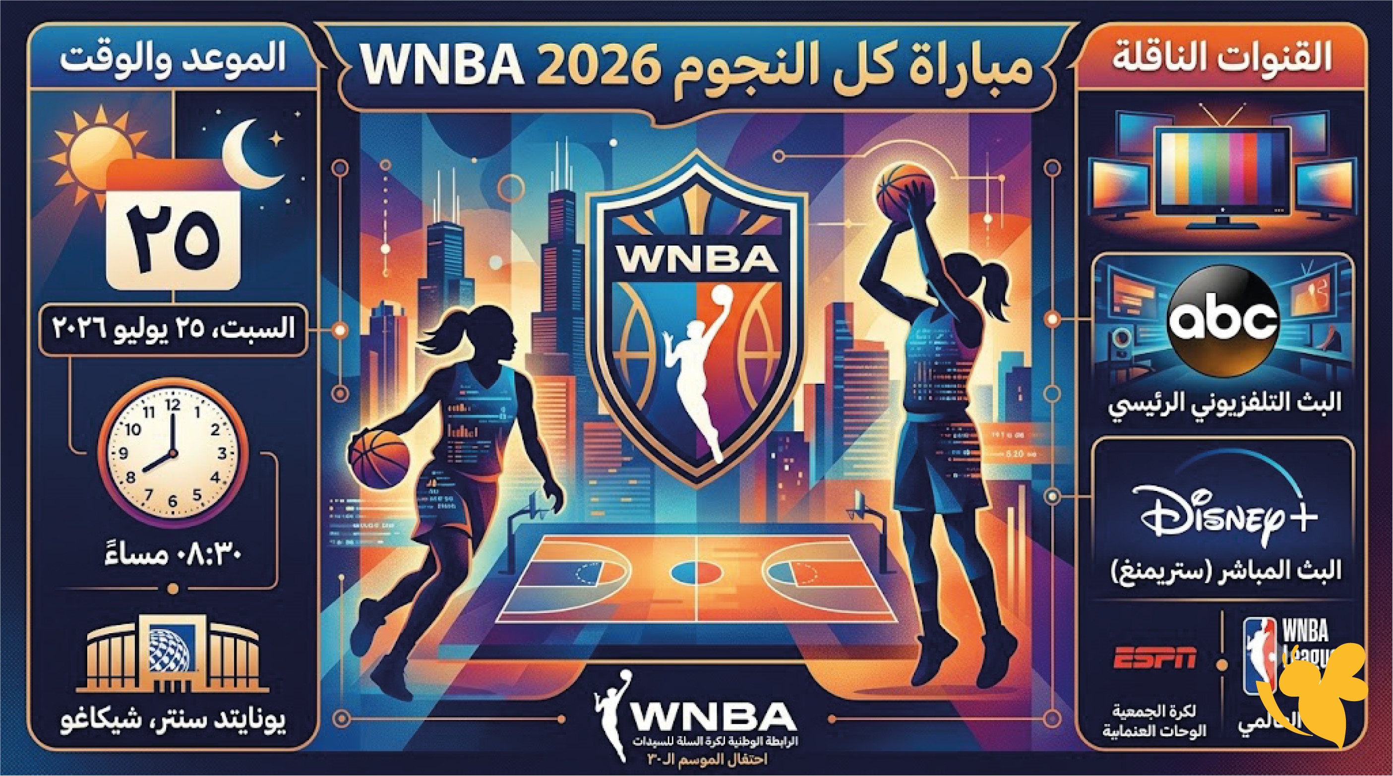 موعد مباراة كل النجوم WNBA 2026 القنوات الناقلة وقائمة المشاركات كاملة