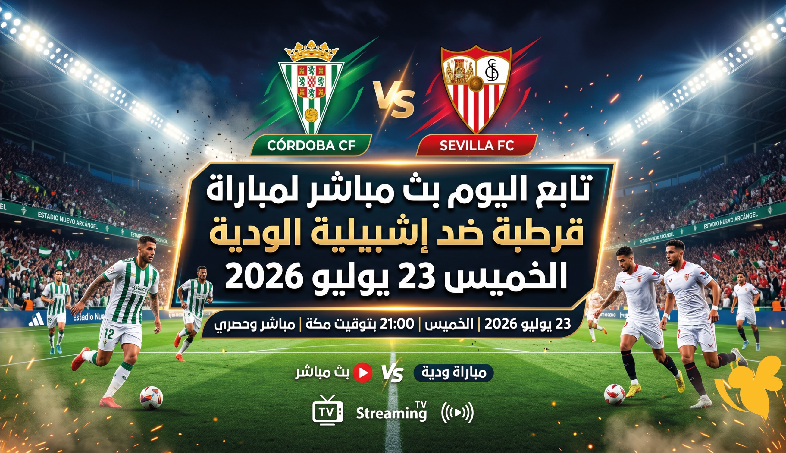 Live NOW&nbsp;شاهدوا مباراة قرطبة ضد إشبيلية الودية الخميس 23 يوليو 2026