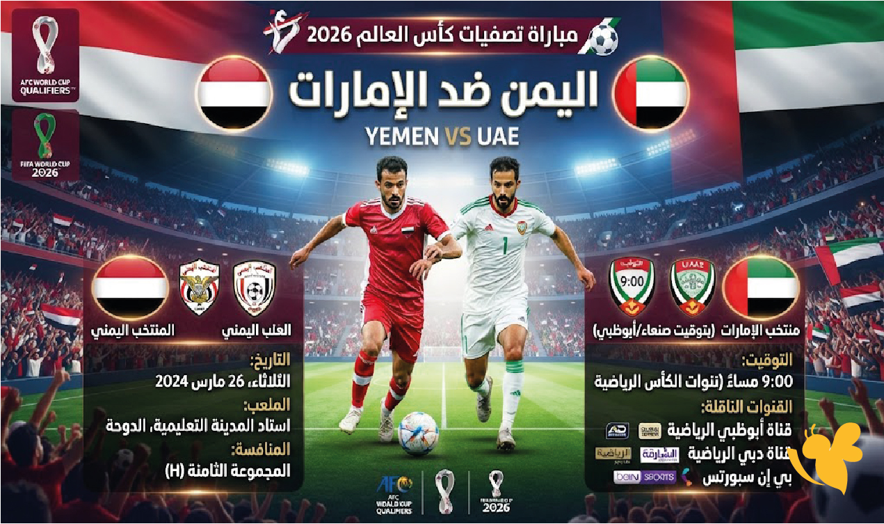 تفاصيل مباراة اليمن ضد الإمارات.. الموعد والتوقيت والقنوات الناقلة