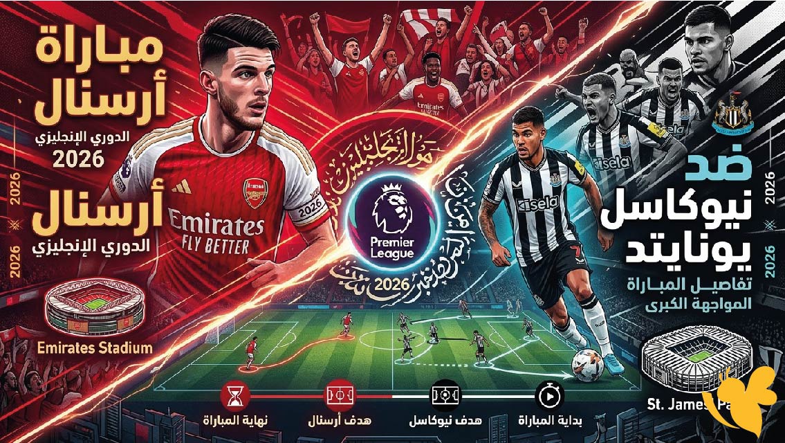 تفاصيل مباراة أرسنال ضد نيوكاسل يونايتد في الدوري الإنجليزي 2026 الموعد والقنوات الناقلة