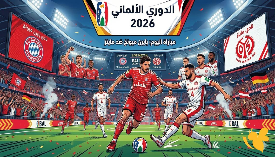 القنوات الناقلة لمباراة بايرن ميونخ ضد ماينز اليوم في الدوري الألماني 2026 عبر شاهد