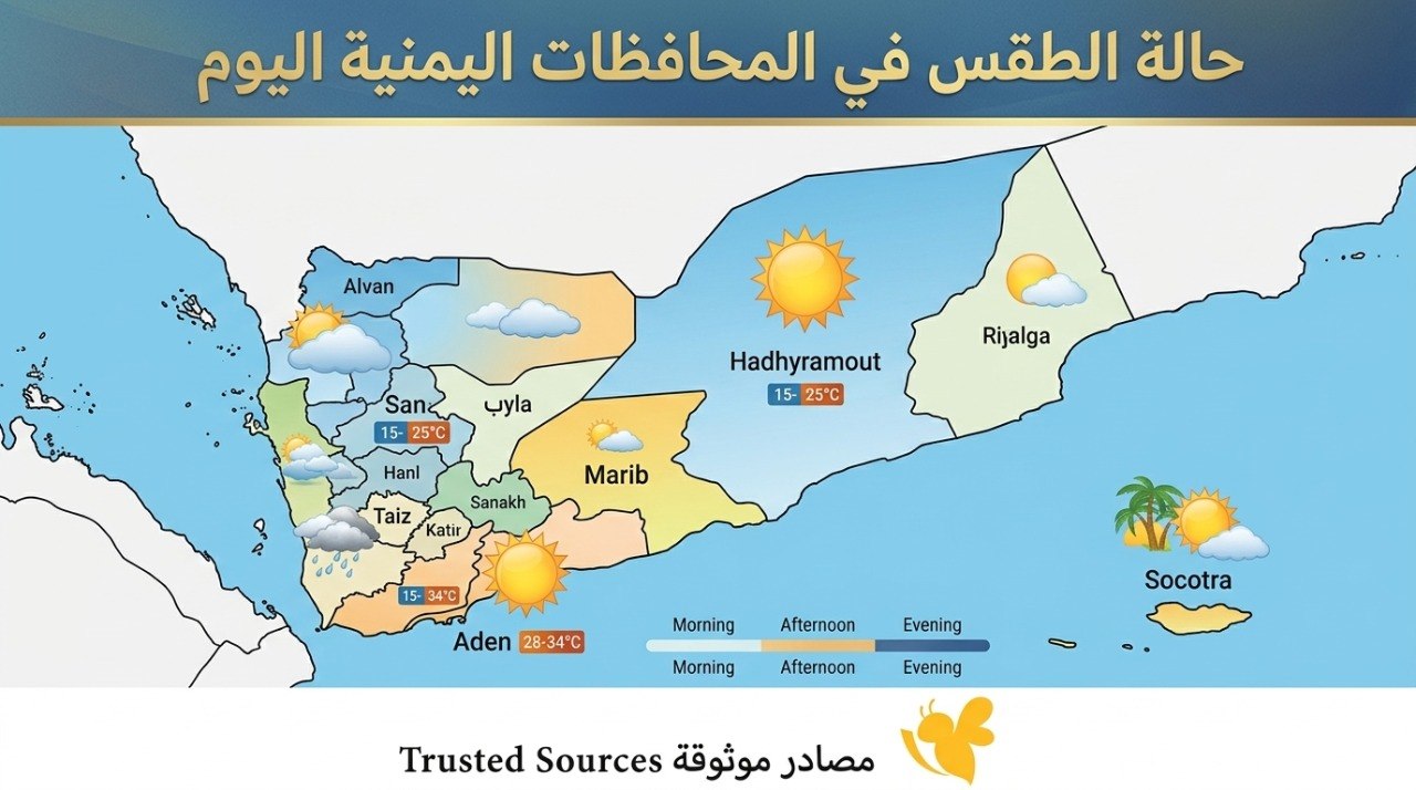 تحديث حالة الطقس في اليمن اليوم.. أجواء متقلبة وتحذيرات مهمة