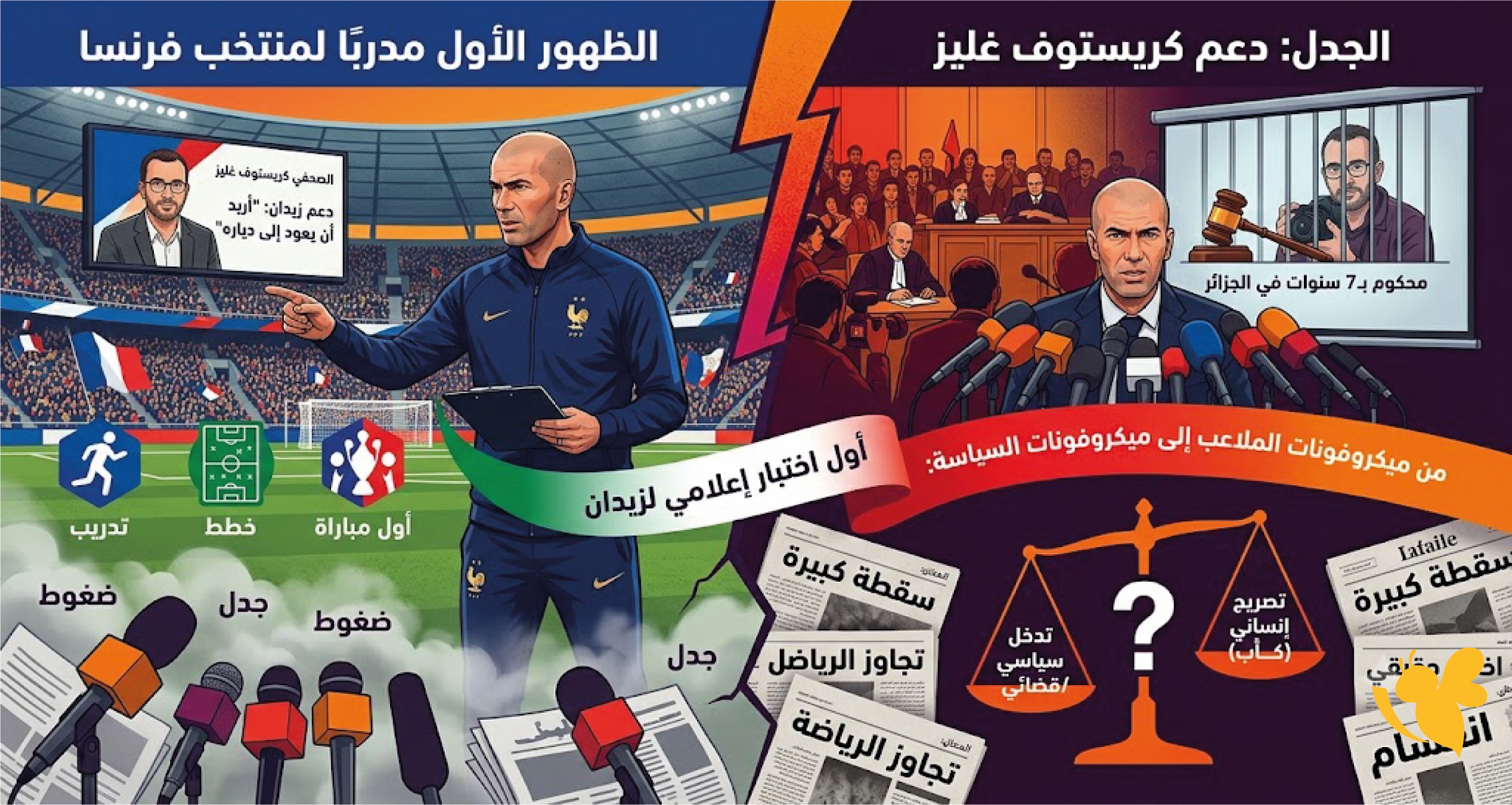 تصريحات زيدان تشعل الجدل في فرنسا والجزائر بعد دعمه للصحفي كريستوف غليز تصريحات زيدان تشعل الجدل في فرنسا والجزائر بعد دعمه للصحفي كريستوف غليز