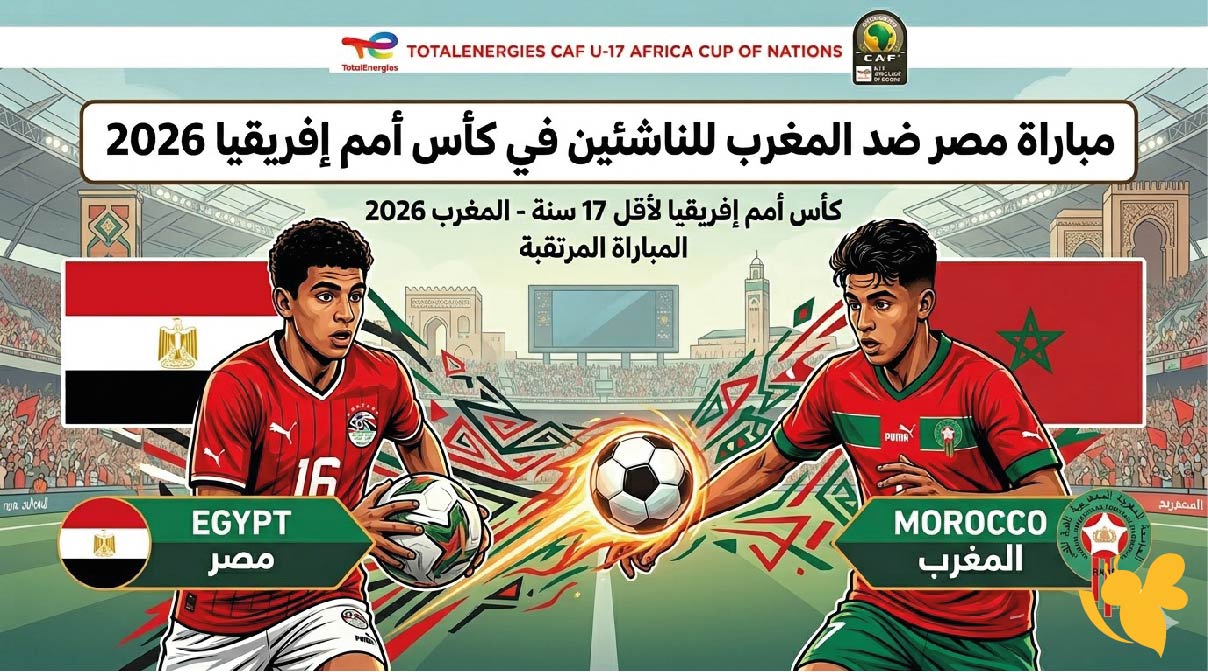 القنوات الناقلة وموعد مباراة مصر ضد المغرب للناشئين في كأس أمم إفريقيا 2026
