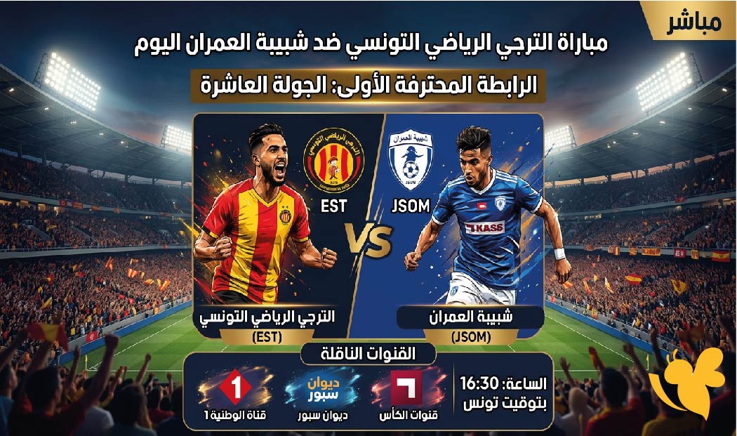 موعد مباراة الترجي ضد شبيبة العمران اليوم والقنوات الناقلة في الدوري التونسي